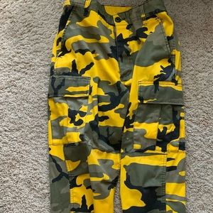 yellow adjustable camo pants